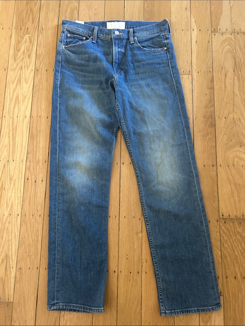 MOTHER Straight-Leg Washed Indigo Jeans